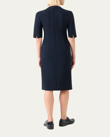 Akris Asymmetric Slit Short-Sleeve Midi Dress | Thumbnail 3 Akris Asymmetric Slit Short-Sleeve Midi Dress | Thumbnail 3