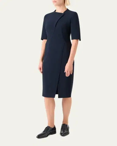 Akris Asymmetric Slit Short-Sleeve Midi Dress | Thumbnail 4 Akris Asymmetric Slit Short-Sleeve Midi Dress | Thumbnail 4