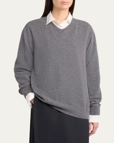 The Row Ligeia V-Neck Cashmere Sweater | Thumbnail 4 The Row Ligeia V-Neck Cashmere Sweater | Thumbnail 4