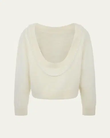 BERNADETTE Solene Pearly Low-Back Cashmere Sweater | Thumbnail 2
