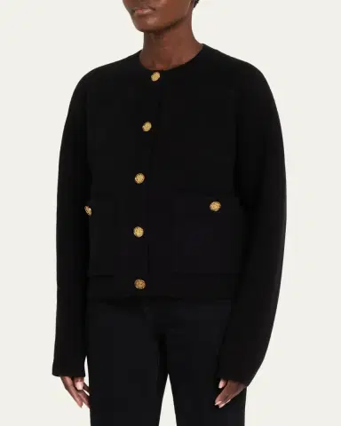 TOTEME Cashmere-Wool Hammered Button Cardigan | Thumbnail 4 TOTEME Cashmere-Wool Hammered Button Cardigan | Thumbnail 4