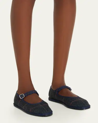 Vibi Venezia Mary Jane Plaid Herringbone Wool-Blend Flats | Thumbnail 2 Vibi Venezia Mary Jane Plaid Herringbone Wool-Blend Flats | Thumbnail 2