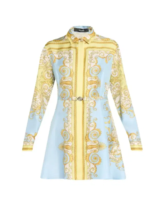 Spring Barocco Silk Twill Mini Dress