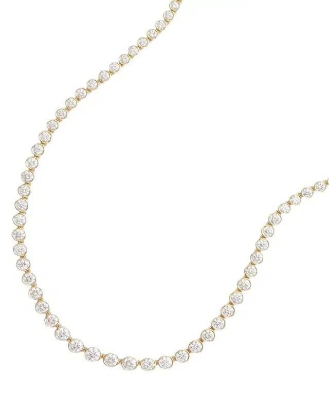 18K Yellow Graduated Bezel Set Diamond Necklace