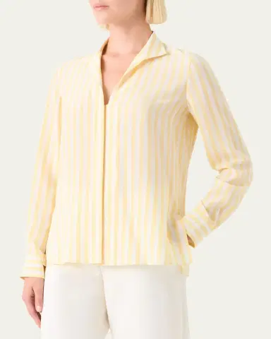 Akris Striped Silk Crepe Button-Down Shirt | Thumbnail 4