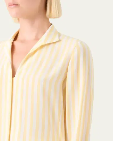 Akris Striped Silk Crepe Button-Down Shirt | Thumbnail 5