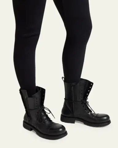 Balenciaga Truck Leather Lace-Up Combat Boots | Thumbnail 2