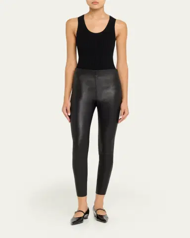 ALICE + OLIVIA Lennox Mid-Rise Leather Leggings | Thumbnail 2