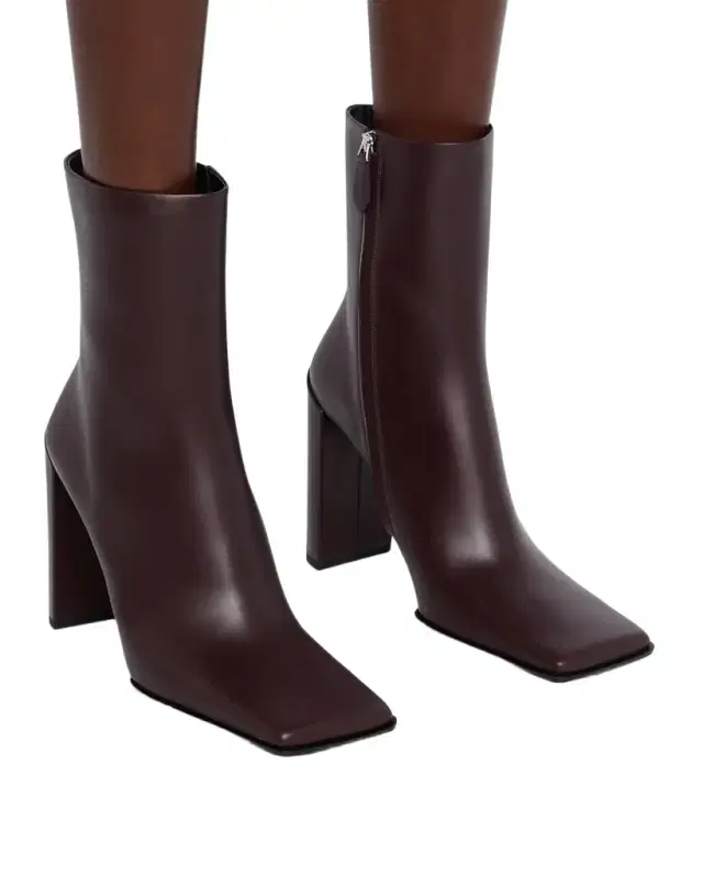 Square Calfskin Leather Ankle Boots