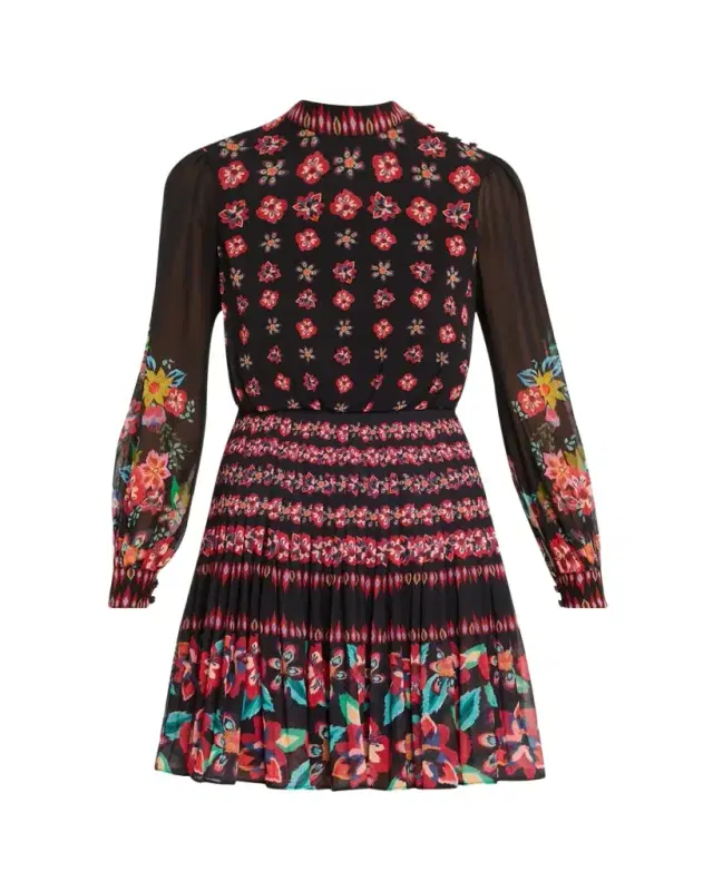 Isa Floral Silk Short Dress