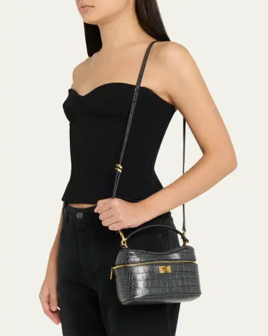 Balenciaga Rodeo Croc-Embossed Leather Vanity Top-Handle Bag | Thumbnail 2