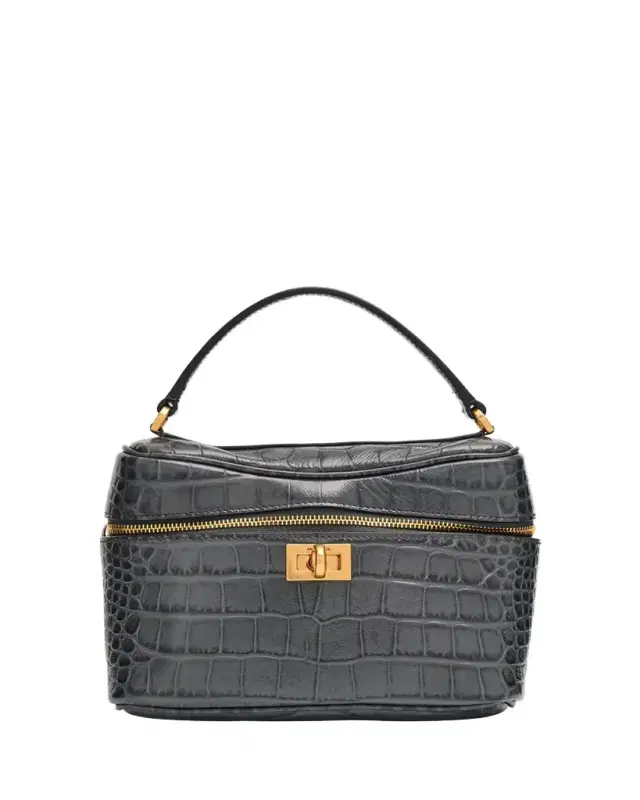 Rodeo Croc-Embossed Leather Vanity Top-Handle Bag