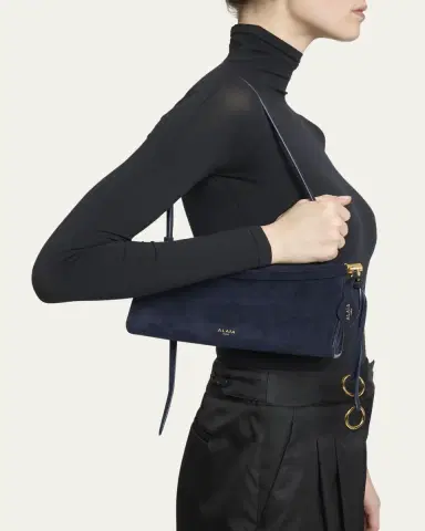 ALAÏA Le Click East-West Suede Shoulder Bag | Thumbnail 2 ALAÏA Le Click East-West Suede Shoulder Bag | Thumbnail 2