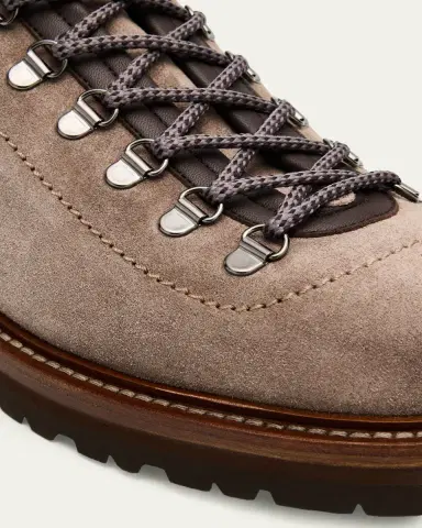 Brunello Cucinelli Men's Suede Wool-Collar Hiking Boots | Thumbnail 3 Brunello Cucinelli Men's Suede Wool-Collar Hiking Boots | Thumbnail 3
