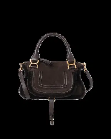 Chloé Marcie Saddle Shoulder Bag in Shearling-Trim Suede | Thumbnail 2 Chloé Marcie Saddle Shoulder Bag in Shearling-Trim Suede | Thumbnail 2