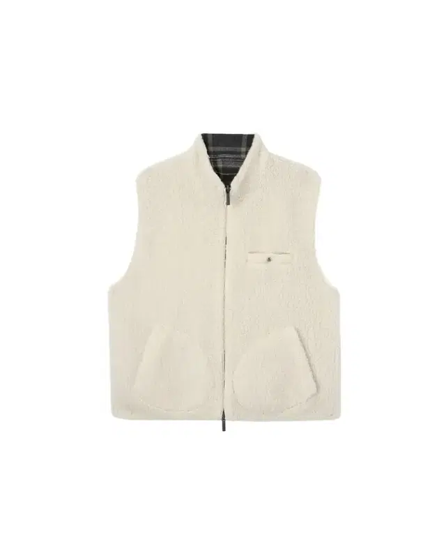 Reversible Cashmere Tartan and Shearling Zip Vest