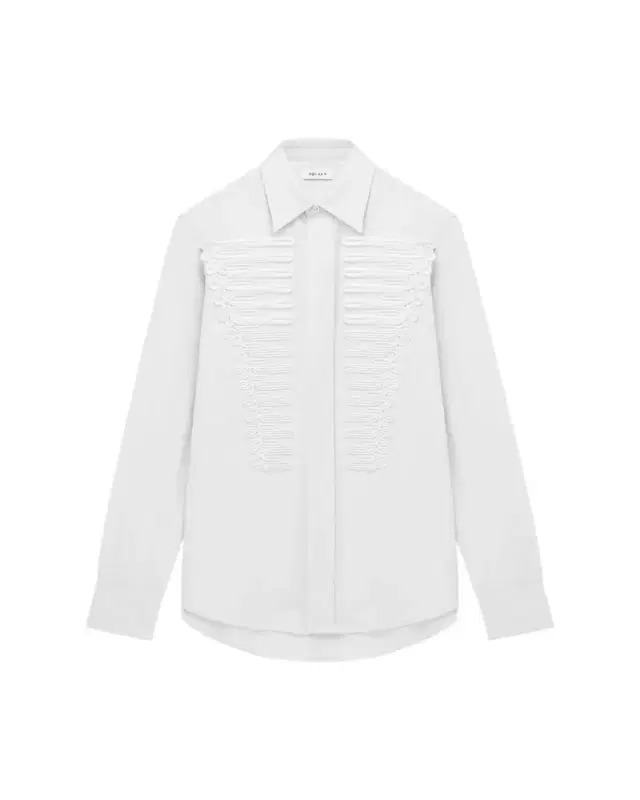 Men 's Poplin Embroidered-Front Formal Shirt