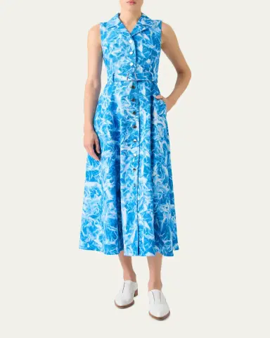 Akris Whitecaps Print Denim Belted Midi Shirtdress | Thumbnail 2 Akris Whitecaps Print Denim Belted Midi Shirtdress | Thumbnail 2