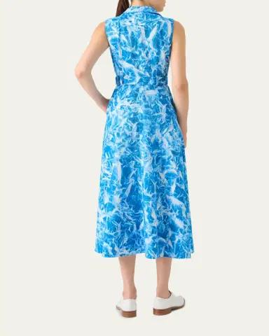 Akris Whitecaps Print Denim Belted Midi Shirtdress | Thumbnail 3 Akris Whitecaps Print Denim Belted Midi Shirtdress | Thumbnail 3