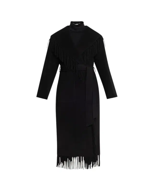 Carrie Belted Fringe Robe Coat