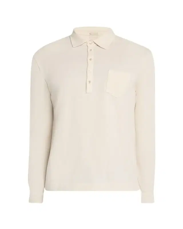 en's Pique Cotton and Cashmere Long-Sleeve Polo Shirt