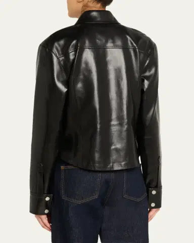 Nanushka Bogna Long-Sleeve Alt-Leather Shirt | Thumbnail 3 Nanushka Bogna Long-Sleeve Alt-Leather Shirt | Thumbnail 3
