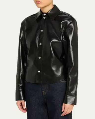 Nanushka Bogna Long-Sleeve Alt-Leather Shirt | Thumbnail 4 Nanushka Bogna Long-Sleeve Alt-Leather Shirt | Thumbnail 4