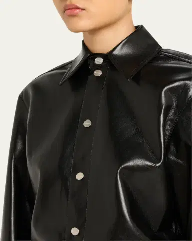 Nanushka Bogna Long-Sleeve Alt-Leather Shirt | Thumbnail 5 Nanushka Bogna Long-Sleeve Alt-Leather Shirt | Thumbnail 5