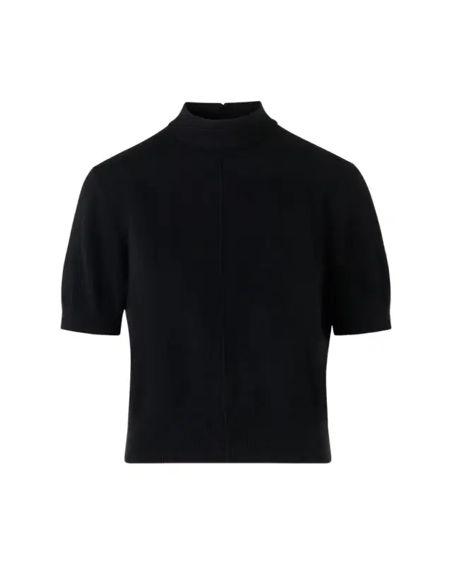 Akris Mock-Neck Short-Sleeve Cashmere Sweater