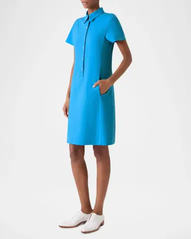 Akris Short-Sleeve Cotton-Silk Polo Dress | Thumbnail 12