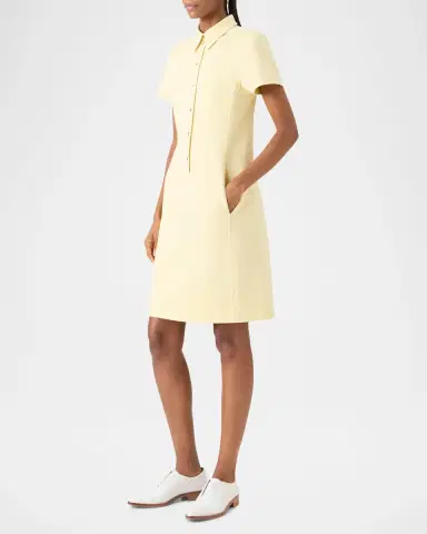 Akris Short-Sleeve Cotton-Silk Polo Dress | Thumbnail 16