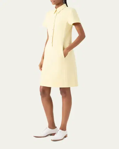 Akris Short-Sleeve Cotton-Silk Polo Dress | Thumbnail 4