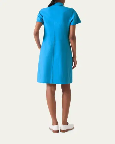 Akris Short-Sleeve Cotton-Silk Polo Dress | Thumbnail 7