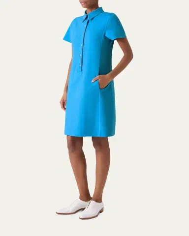 Akris Short-Sleeve Cotton-Silk Polo Dress | Thumbnail 8