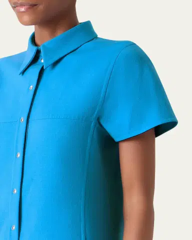 Akris Short-Sleeve Cotton-Silk Polo Dress | Thumbnail 9