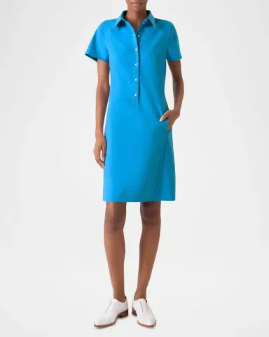 Akris Short-Sleeve Cotton-Silk Polo Dress | Thumbnail 10