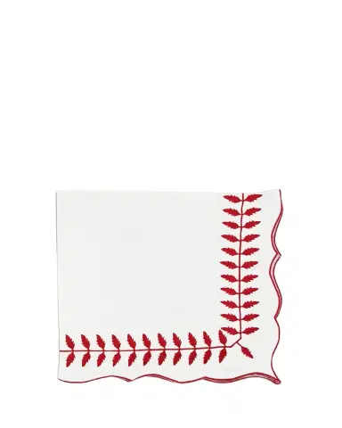 Nomi K Vine Leaf Embroidered Linen Napkin | Thumbnail 1