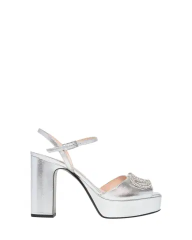 Valentino Garavani 115mm VLogo Signature Metallic Leather Platform Sandals | Thumbnail 1