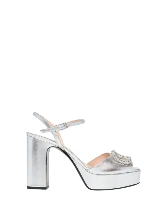 Valentino Garavani 115mm VLogo Signature Metallic Leather Platform Sandals
