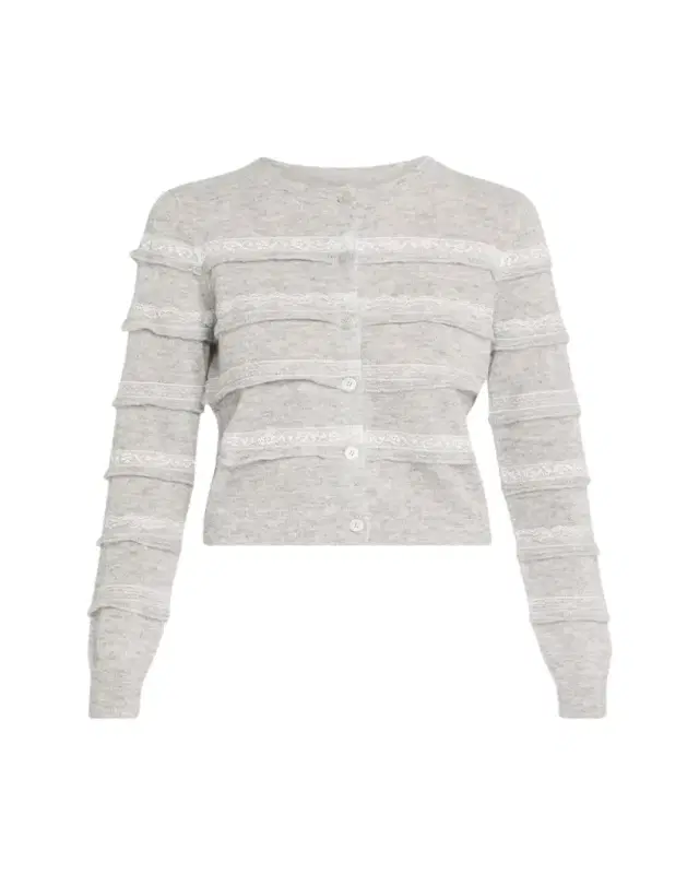 LoveShackFancy Claralise Alpaca-Blend Lace Stripe Cardigan
