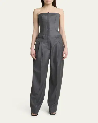 Givenchy Bustier Pleated Straight-Leg Jumpsuit | Thumbnail 2