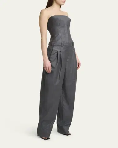 Givenchy Bustier Pleated Straight-Leg Jumpsuit | Thumbnail 4