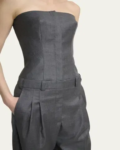 Givenchy Bustier Pleated Straight-Leg Jumpsuit | Thumbnail 5