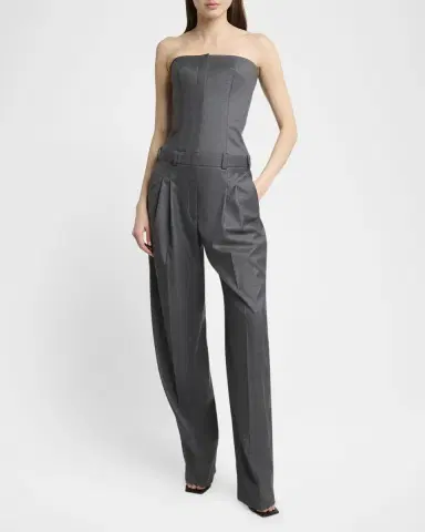 Givenchy Bustier Pleated Straight-Leg Jumpsuit | Thumbnail 6