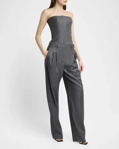 Givenchy Bustier Pleated Straight-Leg Jumpsuit | Thumbnail 8