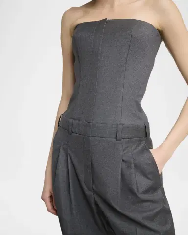Givenchy Bustier Pleated Straight-Leg Jumpsuit | Thumbnail 9