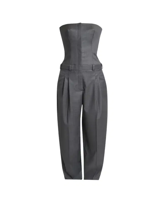 Givenchy Bustier Pleated Straight-Leg Jumpsuit