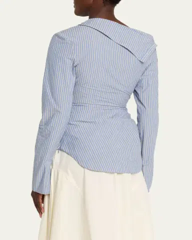 JANE WADE Asymmetric Pinstripe Button-Sleeve Blouse | Thumbnail 3 JANE WADE Asymmetric Pinstripe Button-Sleeve Blouse | Thumbnail 3