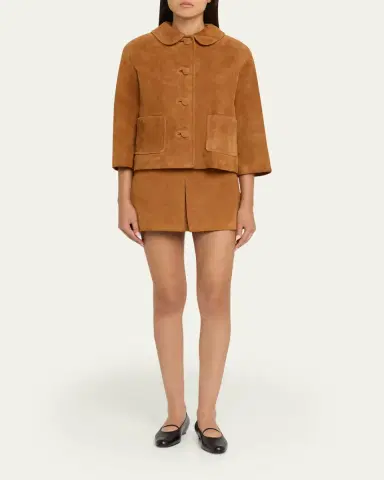 Marc Jacobs Suede Pleat Mini Skirt | Thumbnail 2