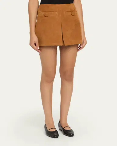 Marc Jacobs Suede Pleat Mini Skirt | Thumbnail 4